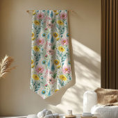 Couverture Polaire Boho Pastel rose jaune Fleur sauvage charme