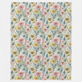 Couverture Polaire Boho Pastel rose jaune Fleur sauvage charme (Devant)
