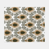 Couverture Polaire Boho Peacock Bijou en plumes Tone Golden Brown (Devant (Horizontal))