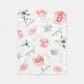 Couverture Polaire Boho personnalisé chic aquarelle fleuri nom bébé (Devant)