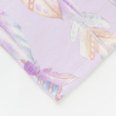 Couverture Polaire Boho plumes et perles nom pourpre signifiant (Coin)
