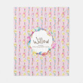 Couverture Polaire Boho plumes et perles nom rose signifiant (Devant)