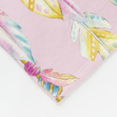 Couverture Polaire Boho plumes et perles nom rose signifiant (Coin)