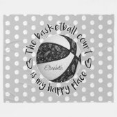 Couverture Polaire boho plumes noir terrain de basket heureux lieu (Devant (Horizontal))