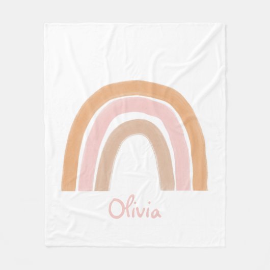 Couverture Polaire Boho Rainbow Personnalisé Nom Blanche (Devant)