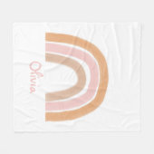 Couverture Polaire Boho Rainbow Personnalisé Nom Blanche (Devant (Horizontal))