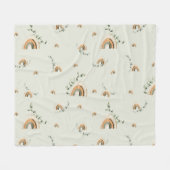 Couverture Polaire Boho rainbows eucalyptus baby shower de pépinière (Devant (Horizontal))