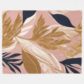 Couverture Polaire Boho rose vif Feuilles Collection moderne (Devant (Horizontal))