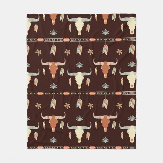 Couverture Polaire Boho Steer Motif (Devant)