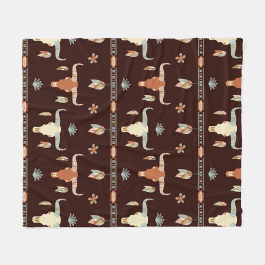 Couverture Polaire Boho Steer Motif (Devant (Horizontal))
