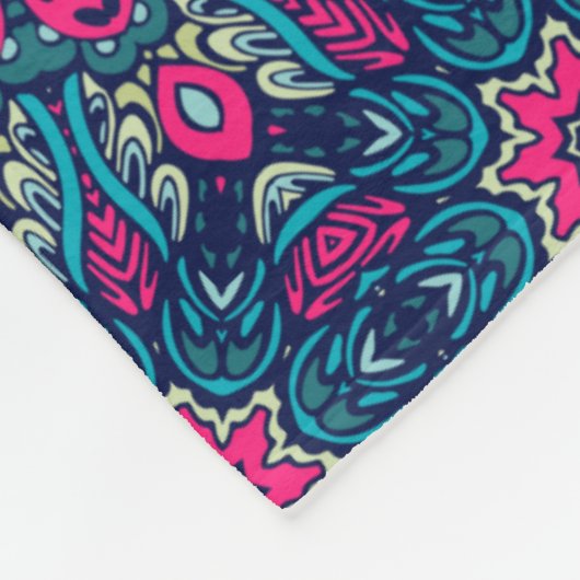 Couverture Polaire Boho Style Pink Fleece Blanche (Coin)