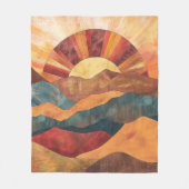 Couverture Polaire Boho Sunset Over Mountains - Paysage Rétro (Devant)