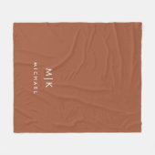 Couverture Polaire Boho Terracotta et blanc | Monogramme moderne (Devant (Horizontal))