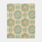 Couverture Polaire Boho Turquoise et Sable Beige Mandala (Devant)