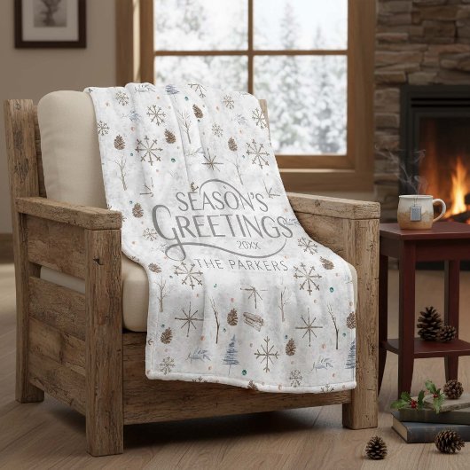 Couverture Polaire Boho Twigs & Pinecone Christmas ID986