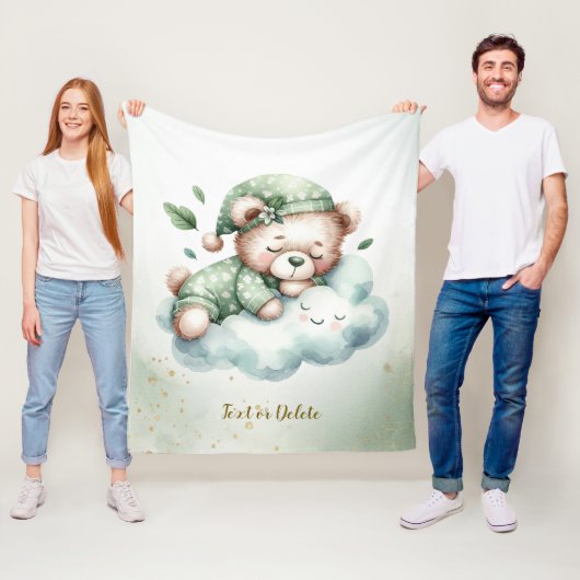 Couverture Polaire Boho vert dormant Teddy Ours mou (En situation)