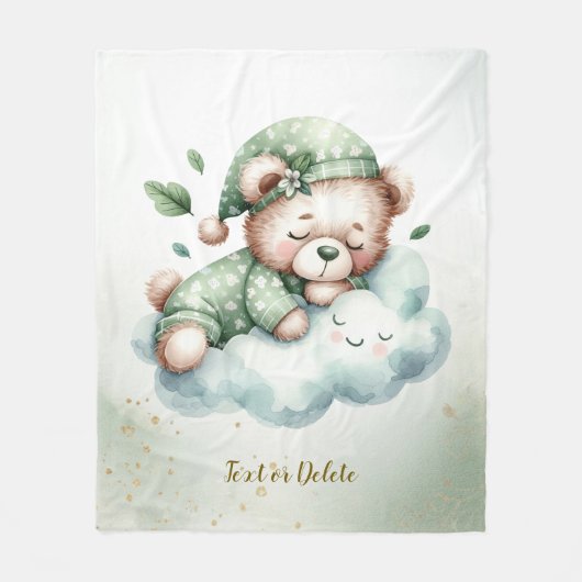Couverture Polaire Boho vert dormant Teddy Ours mou (Devant)