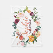 Couverture Polaire Boho violet fleurs d'aquarelle personnalisée (Devant)