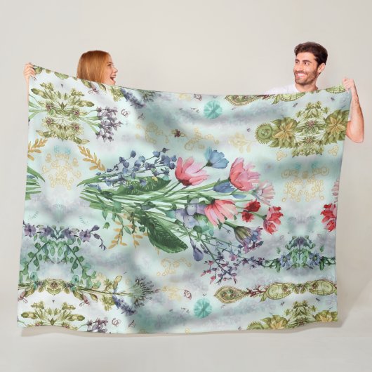 Couverture Polaire Boho Watercolor Blanket - Dreamy Pastel Throw (En situation)
