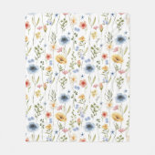 Couverture Polaire Boho Watercolor Blue Yellow Pink Wildflower (Devant)