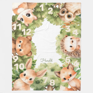 Couverture Polaire Bois Animaux Garçon Baby shower Jalon