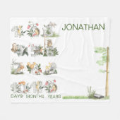Couverture Polaire Bois Animaux Numéros Personnalisés Jalon Âge (Devant (Horizontal))