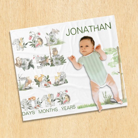 Couverture Polaire Bois Animaux Numéros Personnalisés Jalon Âge