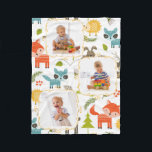 Couverture Polaire Bois Animaux Personnalisés Enfants Photos Couvertu<br><div class="desc">Ajoutez vos propres photos à cette adorable couverture avec un motif d'animaux de bois. Il y a des ratons laveurs, des renards, des hérissons et plus encore sur l'arrière - plan de cette couverture. Utilisez le modèle facile pour ajouter rapidement vos propres photos au design. Cette coordination avec d'autres objets...</div>