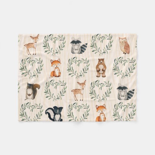 Couverture Polaire Bois Bébé Forêt Animal (Devant (Horizontal))