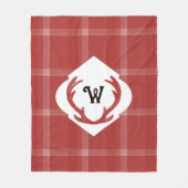 Couverture Polaire Bois de cerf Rustique Minimal Monogram Bourgogne (Devant)