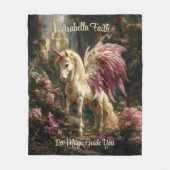 Couverture Polaire Bois de licorne à ailes roses (Devant)