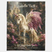 Couverture Polaire Bois de licorne à ailes roses (Devant)