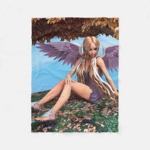 Couverture Polaire Bois de rêve d'ange d'automne Art Fantastique
