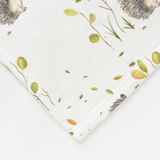 Couverture Polaire Bois Hérisson Blanche en toison (Coin)