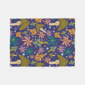 Couverture Polaire Bois pourpre de champignons rétro (Devant (Horizontal))