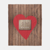 Couverture Polaire Bois sculpté rustique noms de couple monogramme in (Devant)