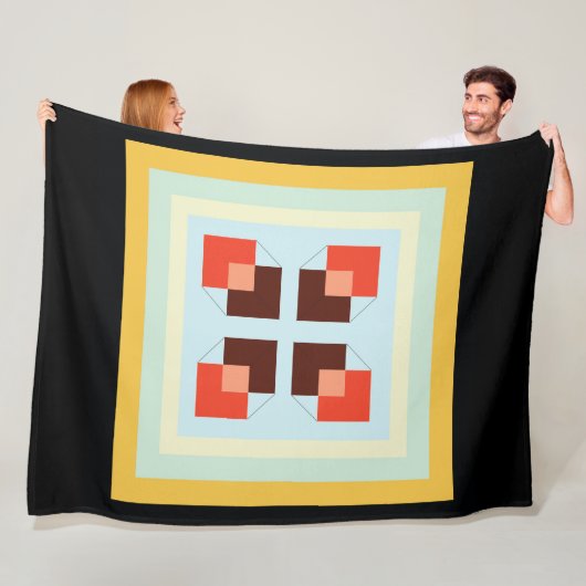 Couverture Polaire boîte texture moderne carré jaune clair doux carre (En situation)