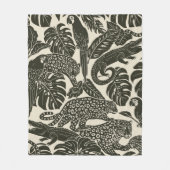 Couverture Polaire Bold Black and Cream Tropical Jungle Animals (Devant)