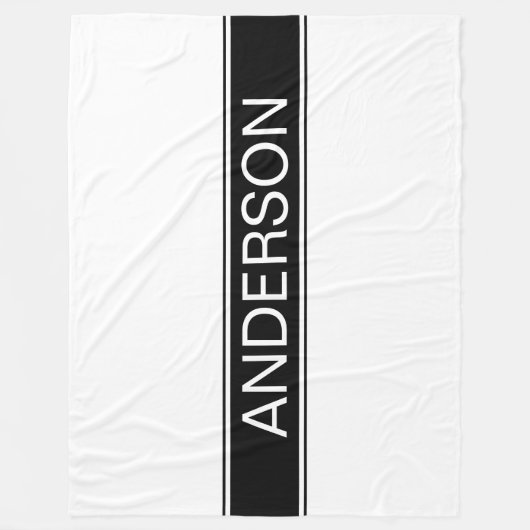 Couverture Polaire Bold Black & White Stripe Editable Text (Devant)