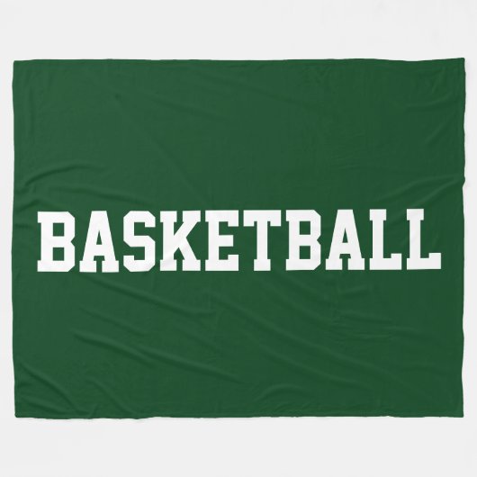 Couverture Polaire Bold White BASKETBALL Text On Deep Forest Green (Devant (Horizontal))