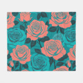 Couverture Polaire Boldly Stylized Roses In Shades Of Teal And Turquo (Devant (Horizontal))