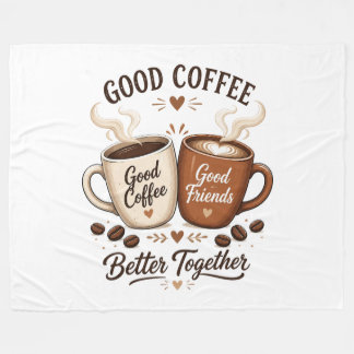 Couverture Polaire Bon café, bons amis avec deux tasses à café