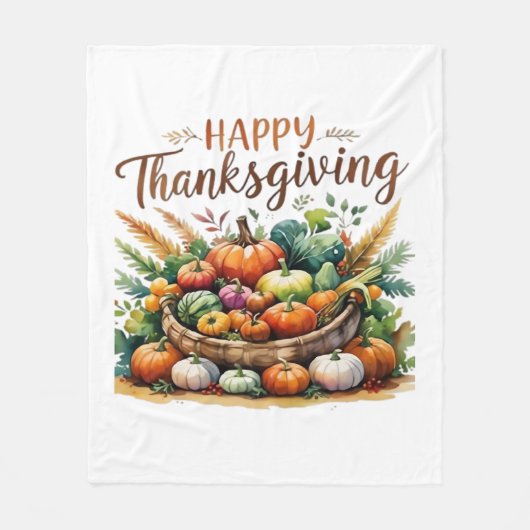 Couverture Polaire Bon thanksgiving - Panier de récolte avec Citrouil (Devant)