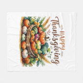 Couverture Polaire Bon thanksgiving - Panier de récolte avec Citrouil (Devant (Horizontal))