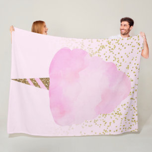 Couverture Polaire Bonbon Rose et Paillettes d'Or Amusement Fantaisis
