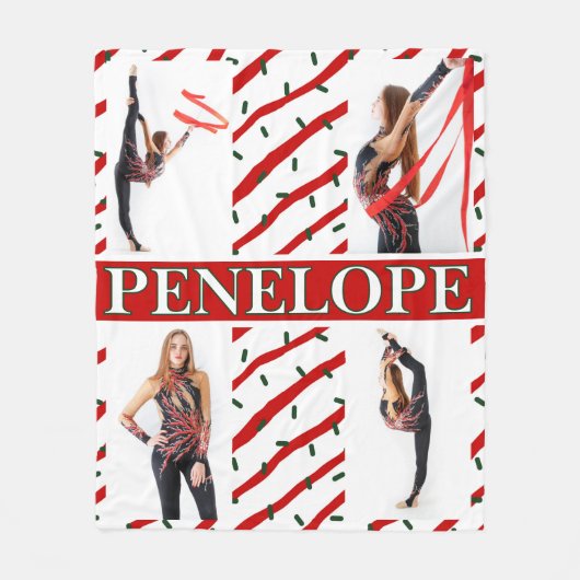 Couverture Polaire Bonbons de Noël Saupoudrer 4 Photo Collage (Devant)