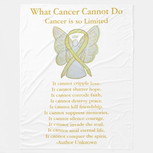 Couverture Polaire Bone Cancer Yellow Awareness Ribbon Fleece Blanche (Devant)