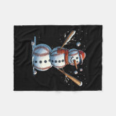 Couverture Polaire Bonhomme de neige Baseball Noël Hiver  (Devant (Horizontal))