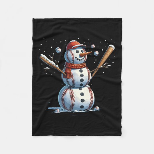 Couverture Polaire Bonhomme de neige Baseball Noël Hiver  (Devant)