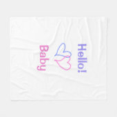 Couverture Polaire Bonjour bébé rose violet cœur aquarelle boho (Devant (Horizontal))